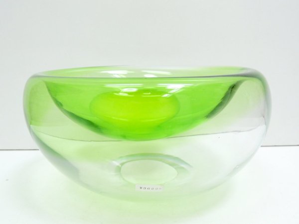 デンマーク ビンテージ Danish vintage ガラス ボウル Glass bowl 大型 グリーン ◇