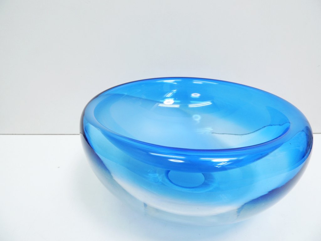 デンマーク ビンテージ Danish vintage ガラス ボウル Glass bowl 大型 ブルー ◇