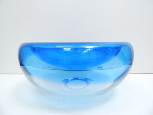 デンマーク ビンテージ Danish vintage ガラス ボウル Glass bowl 大型 ブルー ◇