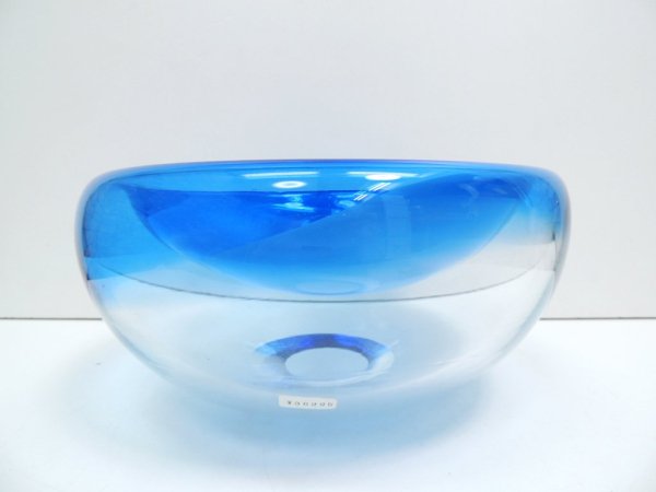 デンマーク ビンテージ Danish vintage ガラス ボウル Glass bowl 大型 ブルー ◇