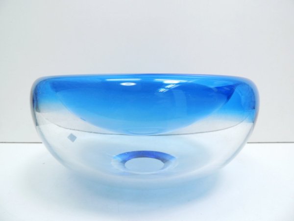 デンマーク ビンテージ Danish vintage ガラス ボウル Glass bowl 大型 ブルー ◇