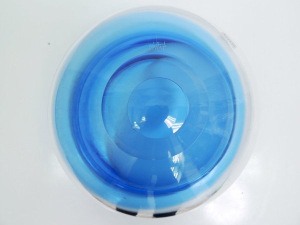 デンマーク ビンテージ Danish vintage ガラス ボウル Glass bowl 大型 ブルー ◇