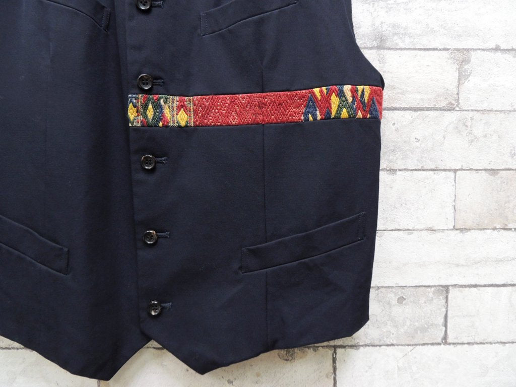 コムデギャルソン オムプリュス COMMEdesGARCONS HOMME PLUS ベスト 刺繍デザイン × ストライプ ネイビー M アーカイブ ●