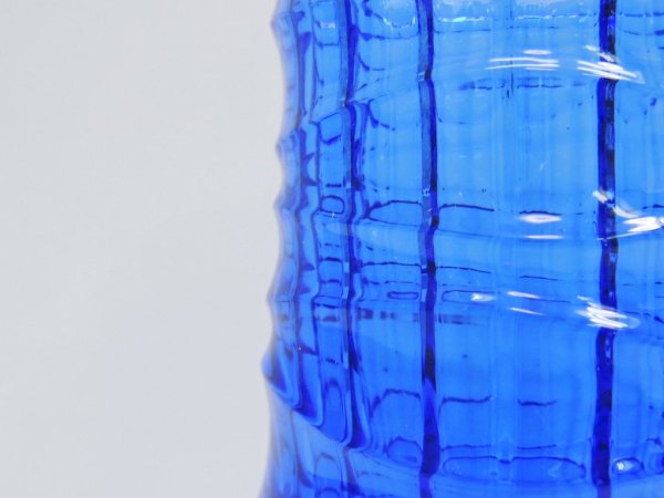 北欧ビンテージ danish vintage ガラスベース フラワーベース ブルー H20.6cm ●
