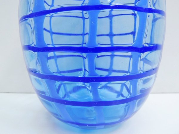 北欧ビンテージ danish vintage ガラスベース フラワーベース ブルー H19cm ●