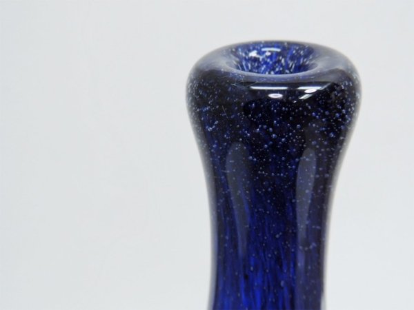 イタリアモダンデザイン italy modern design ブルーガラス blue glass フラワーベース ♪