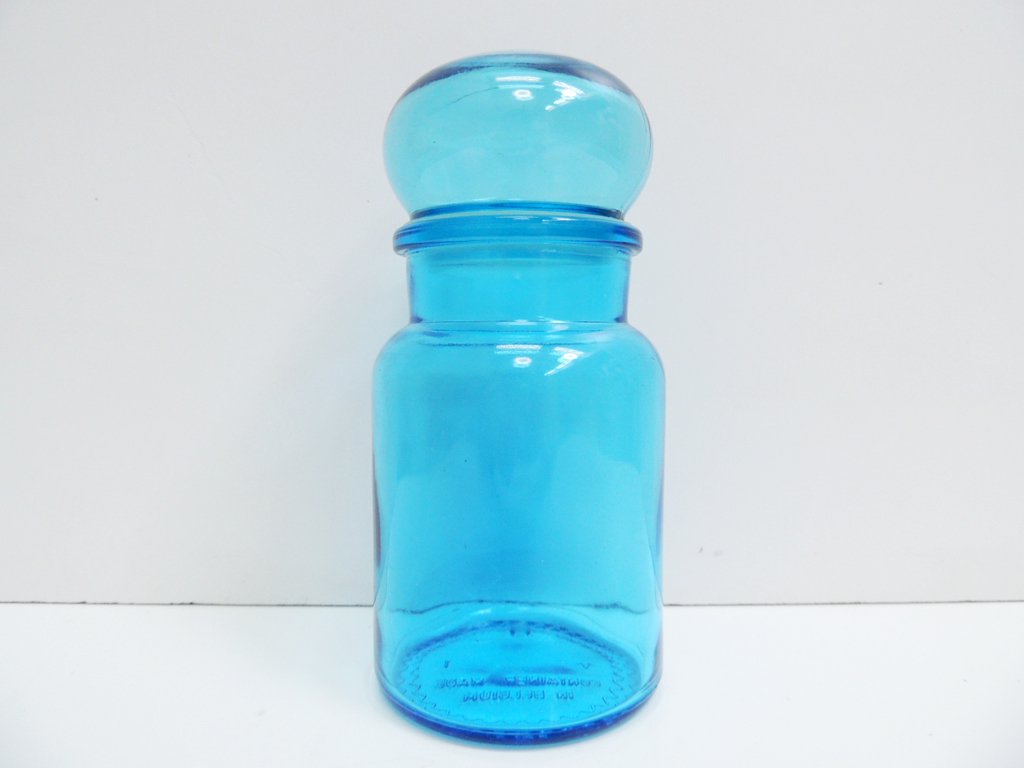 ベルギー BELGIUM ガラス容器 glass container キャニスター 保存容器 ブルー ビンテージ ●