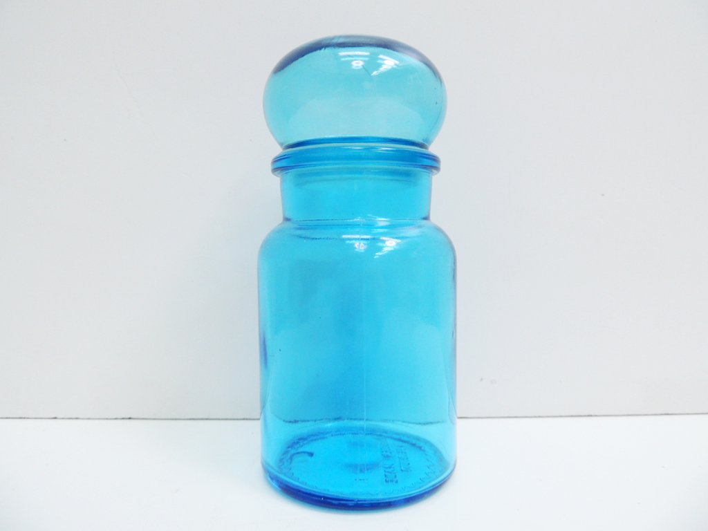 ベルギー BELGIUM ガラス容器 glass container キャニスター 保存容器 ブルー ビンテージ ●