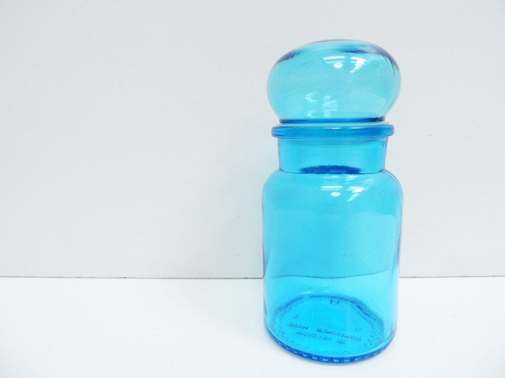 ベルギー BELGIUM ガラス容器 glass container キャニスター 保存容器 ブルー ビンテージ ●