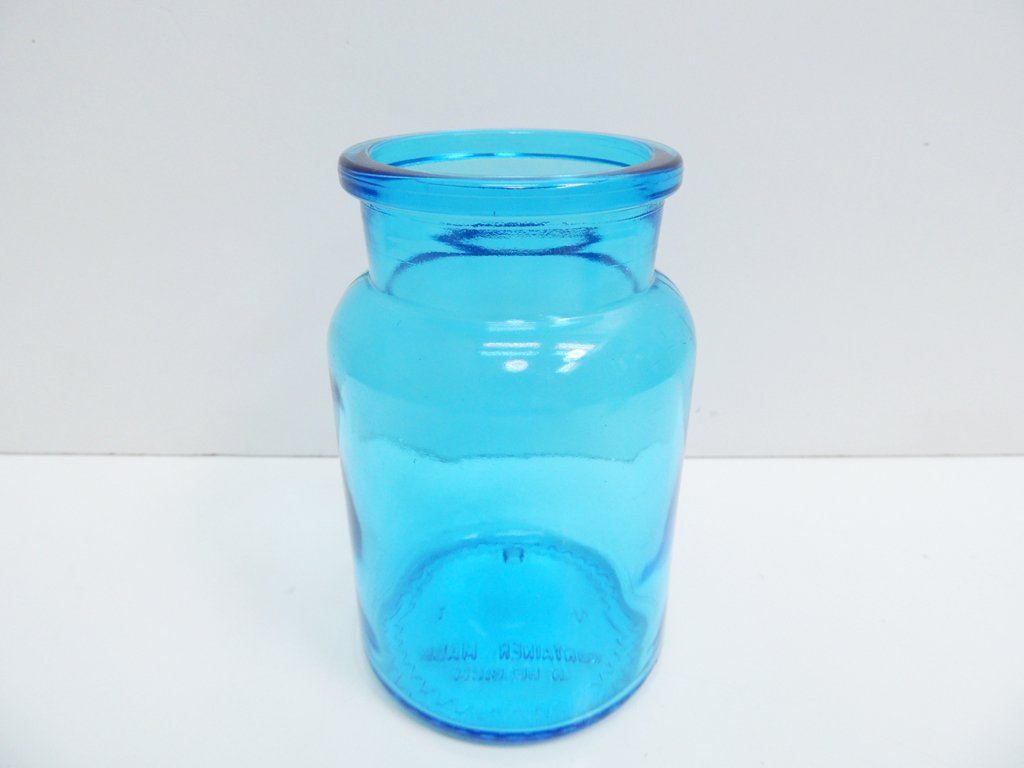 ベルギー BELGIUM ガラス容器 glass container キャニスター 保存容器 ブルー ビンテージ ●