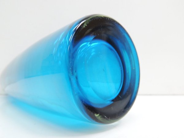 イタリアモダンデザイン italy modern design ブルーガラス blue glass フラワーベース ●