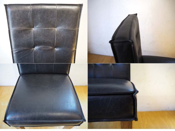 ダルトン DULTON マスターチェア MASTER Chair ブラック 2脚セット フェイクレザー×アッシュ材 カフェチェア ★