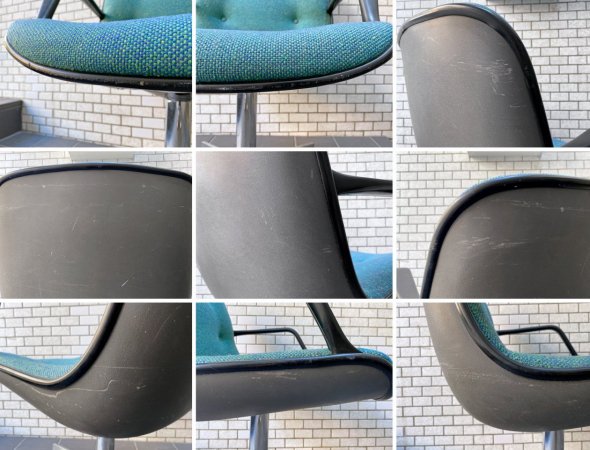 スチールケース Steelcase 451 デスクチェア アームチェア グリーンファブリック ミッドセンチュリー USビンテージ ■