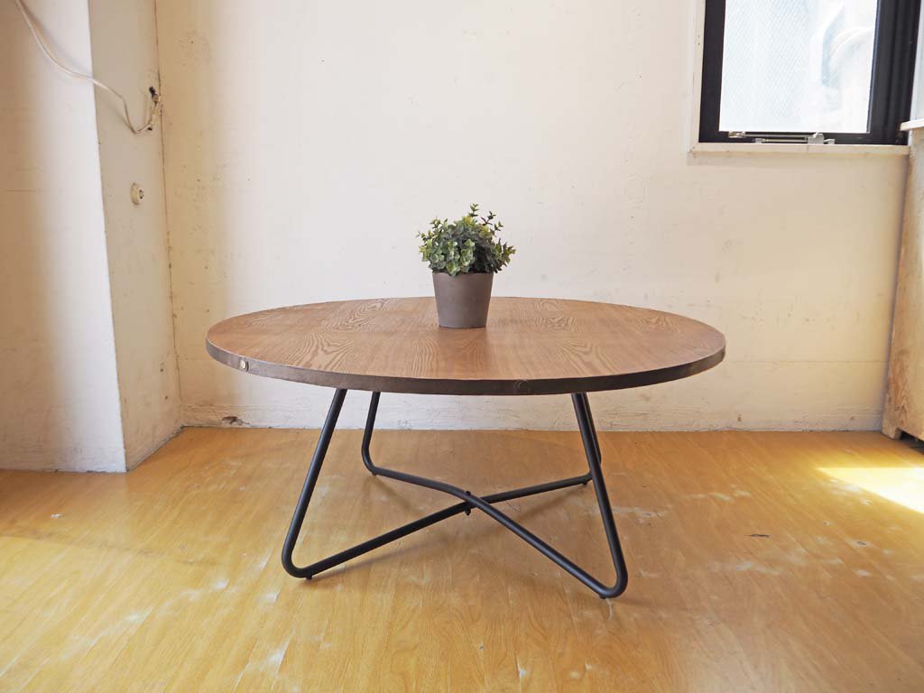 ダルトン DULTON スミス コーヒーテーブル SMITH Coffee table アッシュ×アイアンレッグ＆レザーテープ ★