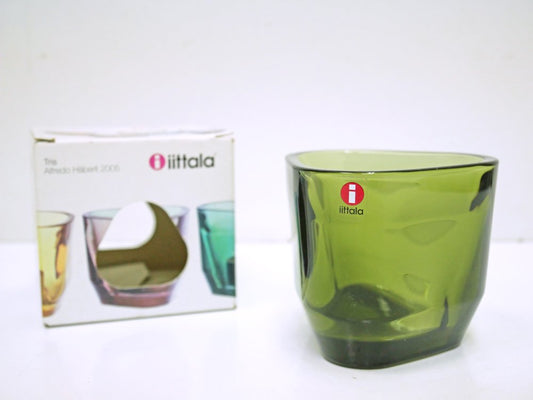 イッタラ iittala トリス Tris キャンドルホルダー モスグリーン 箱付 アルフレッド・ハベリ Alfredo Haberli 廃番品 ●