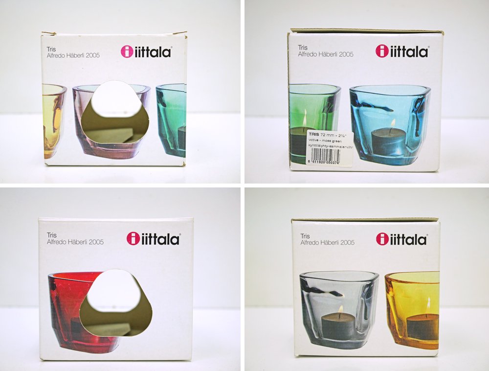 イッタラ iittala トリス Tris キャンドルホルダー モスグリーン 箱付 アルフレッド・ハベリ Alfredo Haberli 廃番品 ●