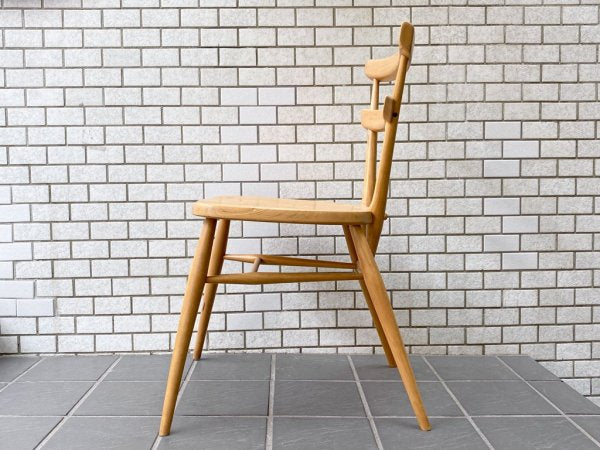 アーコール Ercol ビンテージ ダブルバックチェア グリーンドット エルム材 スタッキング スクールチェア 英国 UK イギリス ■