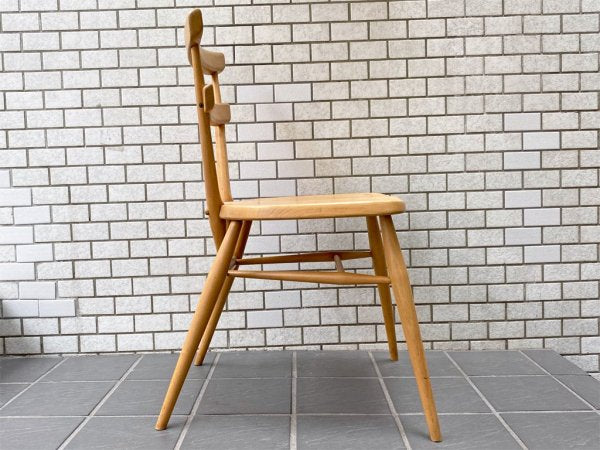 アーコール Ercol ビンテージ ダブルバックチェア グリーンドット エルム材 スタッキング スクールチェア 英国 UK イギリス ■