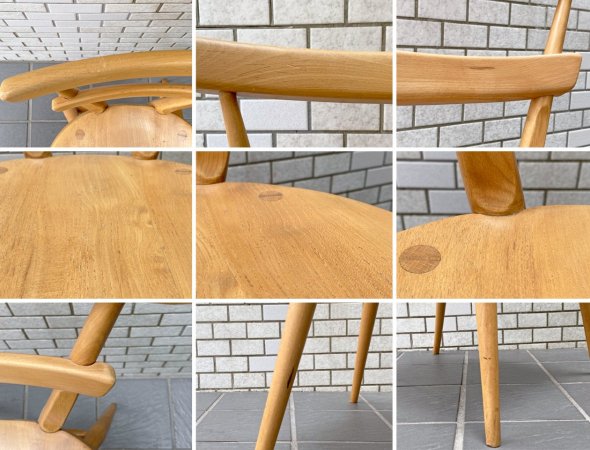 アーコール Ercol ビンテージ ダブルバックチェア グリーンドット エルム材 スタッキング スクールチェア 英国 UK イギリス ■