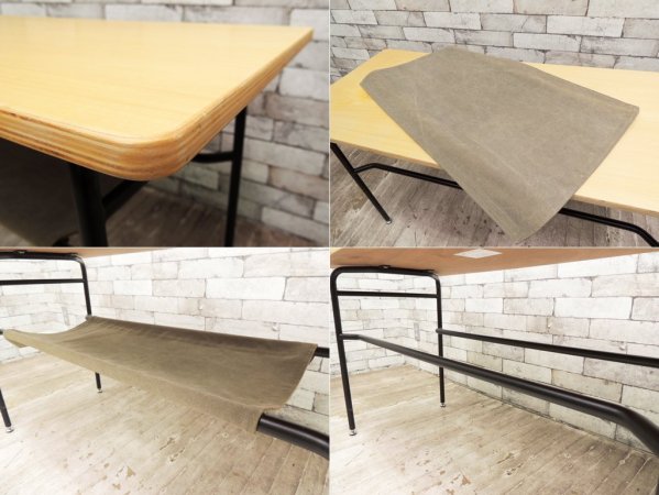 ウニコ unico ロワ ROHR カフェテーブル  cafe table ナチュラル色 カーキ棚布 廃盤 ●