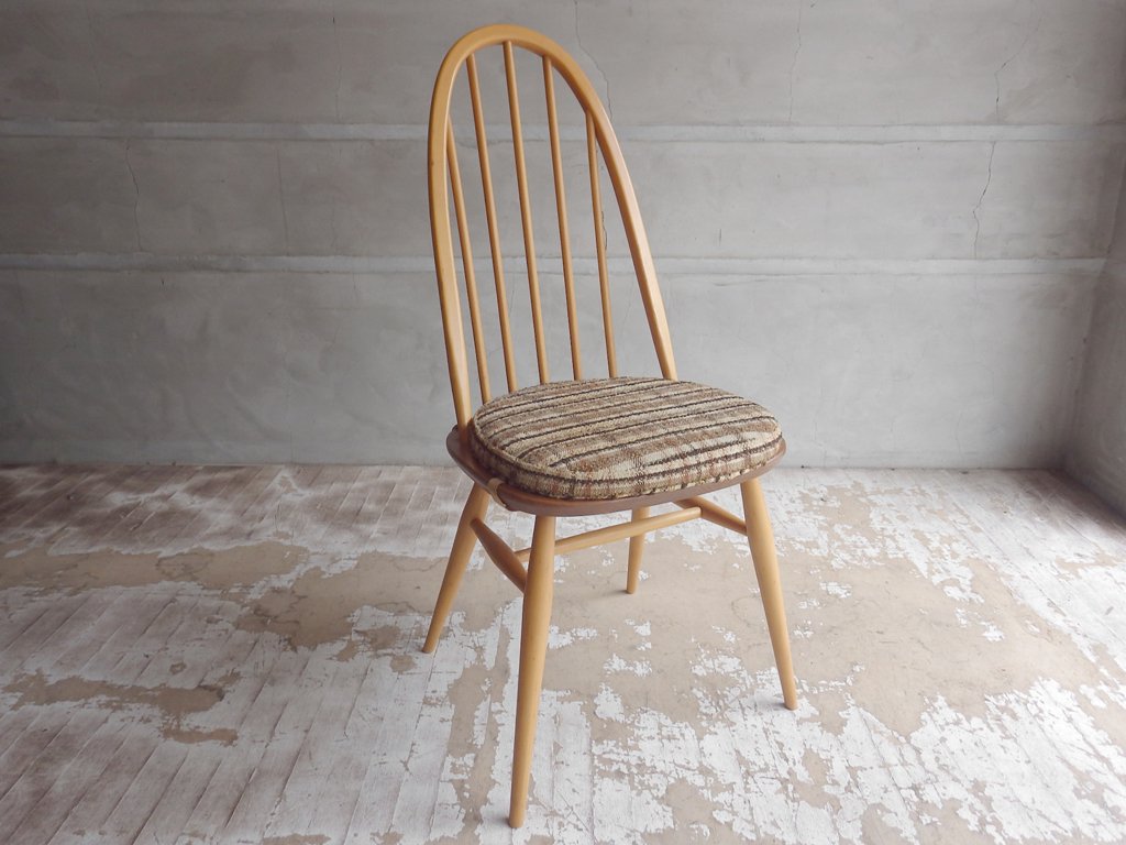 アーコール Ercol クェーカーチェア Quaker Chair クッション付き ダイニングチェア エルム材 英国 UKビンテージ ♪