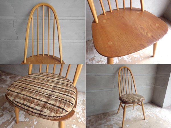 アーコール Ercol クェーカーチェア Quaker Chair クッション付き ダイニングチェア エルム材 英国 UKビンテージ ♪