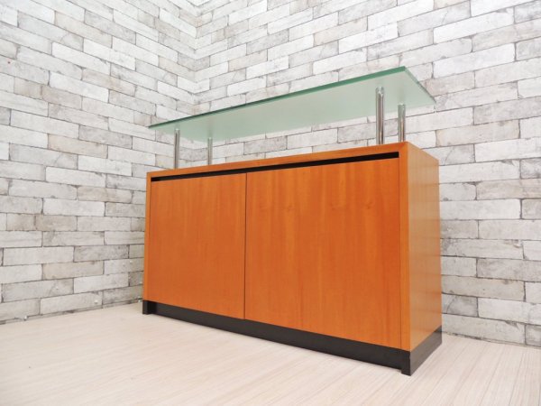 モダンデザイン modern design ガラス天板 サイドボード キャビネット コンソール ディスプレイ ●