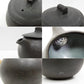 馬場勝文 黒釉 急須  丸型 取手付 チーク材 陶器 現代作家 ●