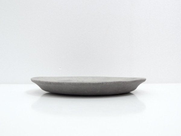 吉田次朗 オーバル皿 プレート 4寸 グレー 13cm 現代作家 ●
