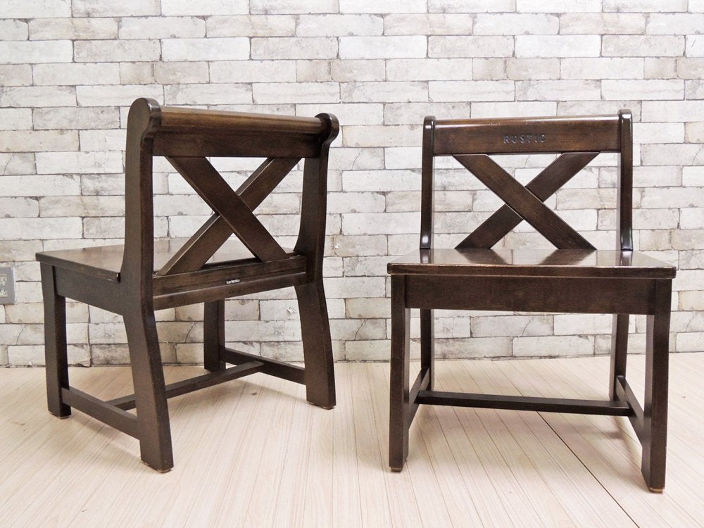 カリモク karimoku ルスティック RUSTIC シリーズ ダイニングチェア 2脚セット ダークブラウン ダッチカントリースタイル 廃盤 ●