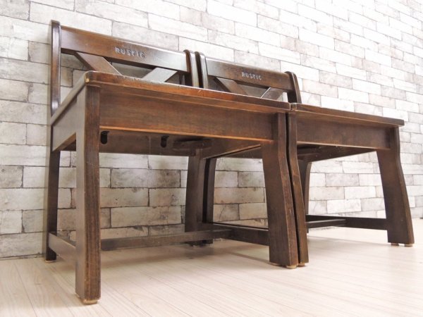 カリモク karimoku ルスティック RUSTIC シリーズ ダイニングチェア 2脚セット ダークブラウン ダッチカントリースタイル 廃盤 ●