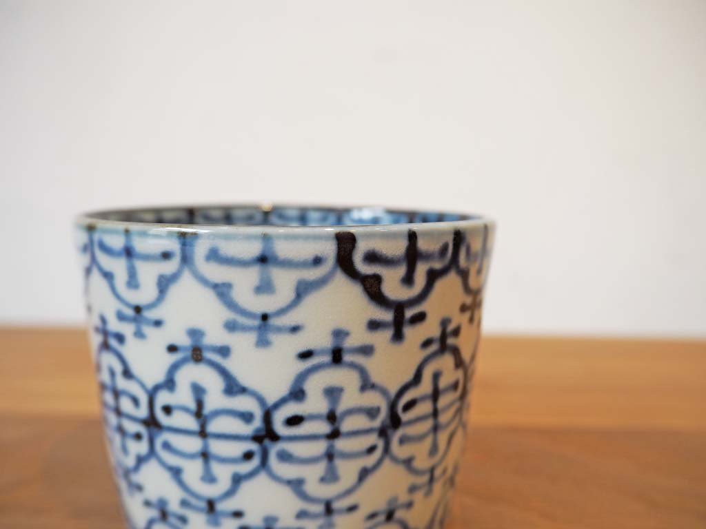 藤吉 憲典 染付瓔珞文 そばちょこ 蕎麦猪口 酒器 小鉢 陶器 現代作家 ★
