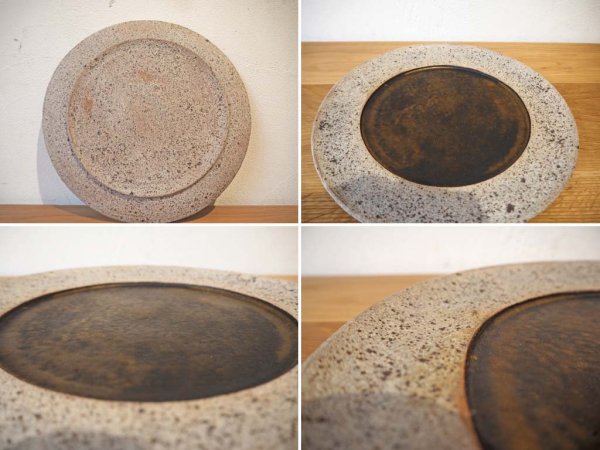 若狭 祐介 白砂×枯金釉 径26cm リム皿 プレート 2枚セット 陶器 現代作家 ★