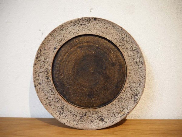 若狭 祐介 白砂×枯金釉 径26cm リム皿 プレート 2枚セット 陶器 現代作家 ★
