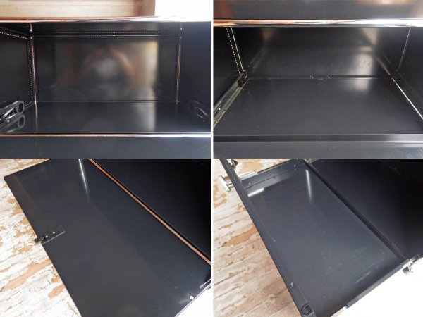 USMモジュラーファニチャー USMハラー USM Haller 2段シェルフ ドロップダウンドア ドロワー ブラック オフィス家具 ♪