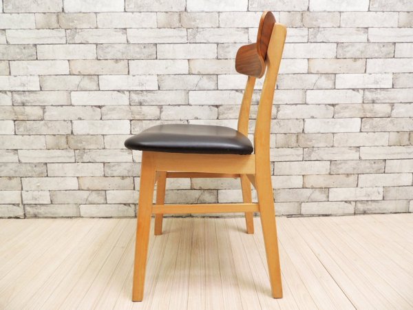 フィンダール・モブラー Findahl Mobelfabrik モスボル Mosbol ウォールナット × ビーチ × 合皮 ダイニングチェア デンマーク ●