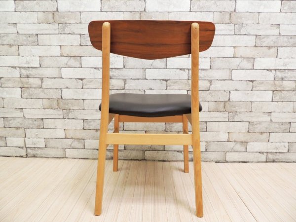 フィンダール・モブラー Findahl Mobelfabrik モスボル Mosbol ウォールナット × ビーチ × 合皮 ダイニングチェア デンマーク ●