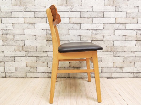 フィンダール・モブラー Findahl Mobelfabrik モスボル Mosbol ウォールナット × ビーチ × 合皮 ダイニングチェア デンマーク ●