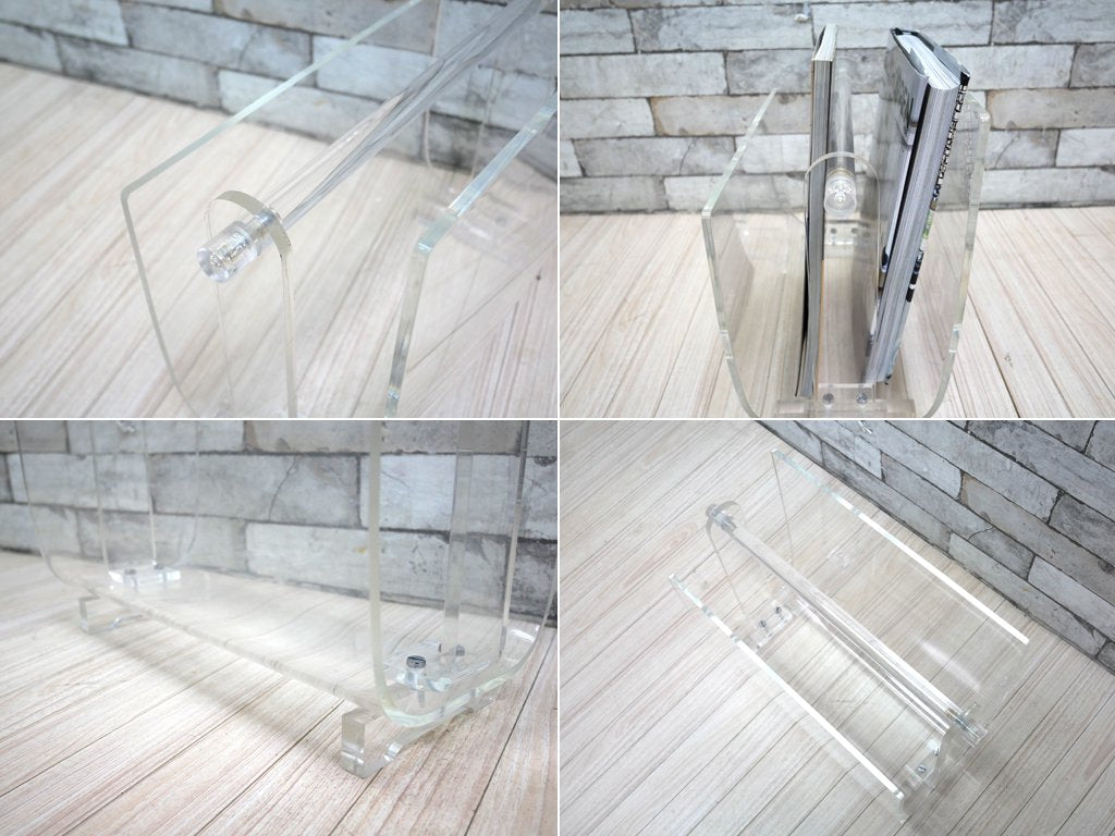 ビンテージ アクリル マガジンラック クリア モダンデザイン ●