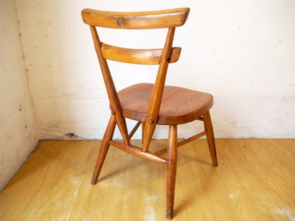 アーコール ERCOL ビンテージ ダブルバックチェア イエロードット キッズチェア エルム材 スタッキング UK ★