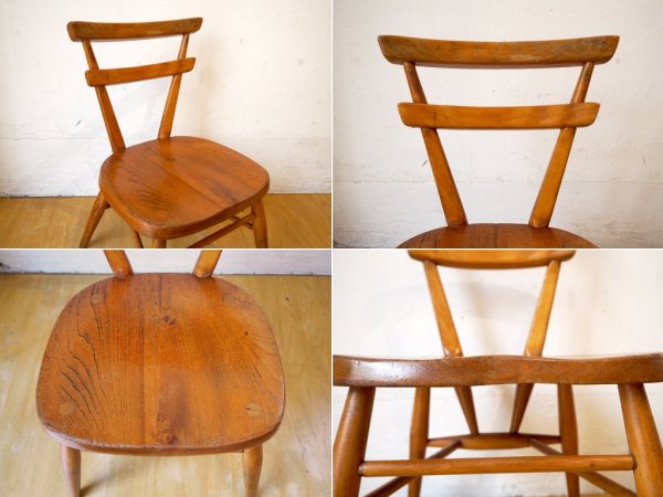 アーコール ERCOL ビンテージ ダブルバックチェア イエロードット キッズチェア エルム材 スタッキング UK ★