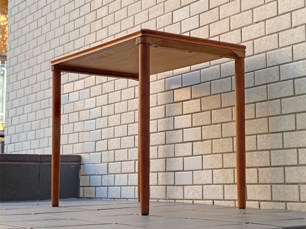 デンマーク ビンテージ チーク材 タイルトップ サイドテーブル 北欧家具 ■