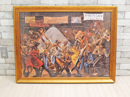 アーニーバーンズ Ernie Barnes シュガーシャック sugar shack ポスター 額装 アートフレーム マーヴィン・ゲイ Marvin Gaye●