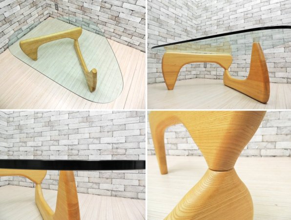 イサムノグチ Isamu Noguchi コーヒーテーブル Coffee Table ガラス天板厚15mm リプロダクト品 デザイナーズ家具 名作 ●