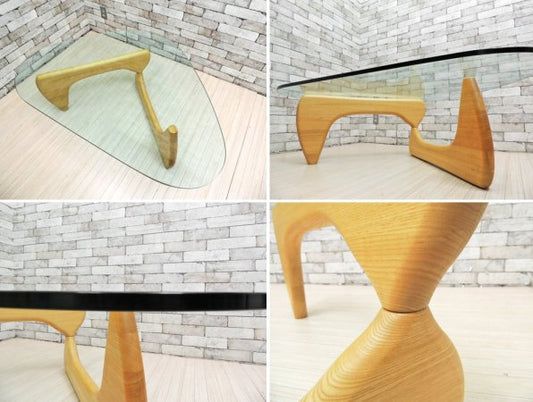 イサムノグチ Isamu Noguchi コーヒーテーブル Coffee Table ガラス天板厚15mm リプロダクト品 デザイナーズ家具 名作 ●