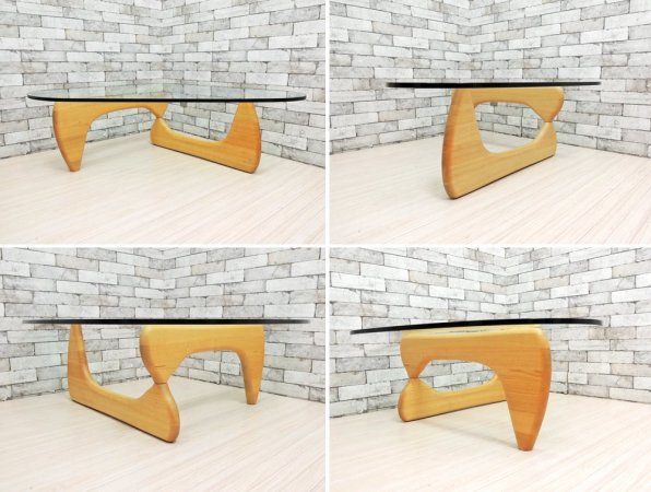 イサムノグチ Isamu Noguchi コーヒーテーブル Coffee Table ガラス天板厚15mm リプロダクト品 デザイナーズ家具 名作 ●