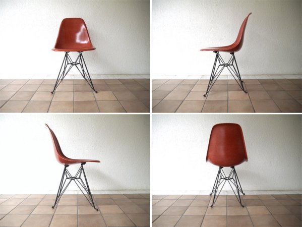 ハーマンミラー HermanMiller サイドシェルチェア 70's ビンテージ 2nd 希少TC色 1st エッフェルベース 黒 DSR ミッドセンチュリー C&R.イームズ Eames ◇