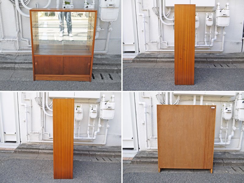 ハーバート E. ギブス ファニチャー HERBERT E. GIBBS FURNITURE 英国 70's ビンテージ チーク材 ガラスキャビネット 飾り棚 ショーケース 陳列棚 書棚 店舗什器 ◇