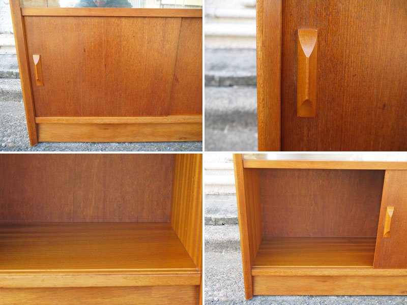 ハーバート E. ギブス ファニチャー HERBERT E. GIBBS FURNITURE 英国 70's ビンテージ チーク材 ガラスキャビネット 飾り棚 ショーケース 陳列棚 書棚 店舗什器 ◇