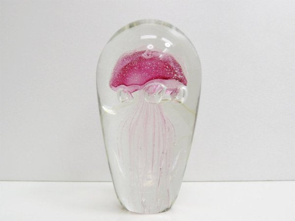 アートガラス ペーパーウェイト オブジェ クラゲ jellyfish Paper weight ピンクカラー ●